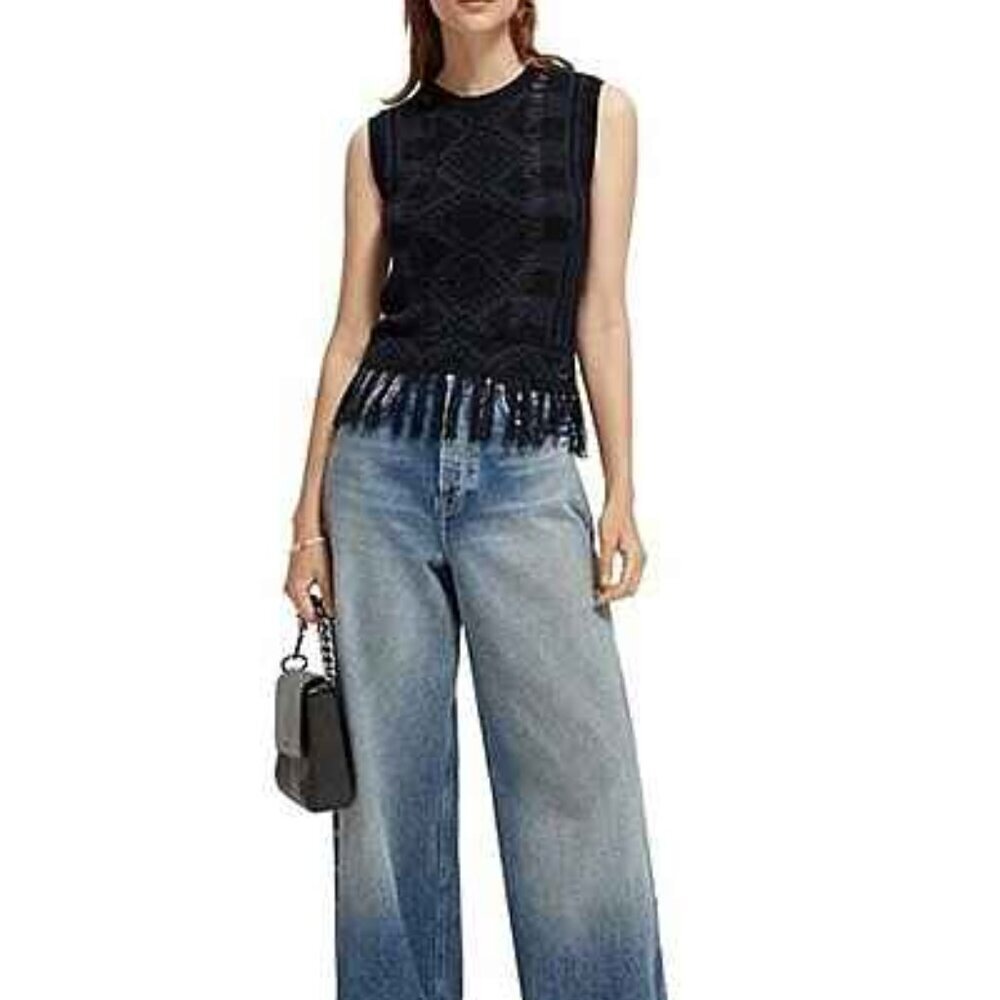 Scotch & Soda Fringe Hem Knit Tank Top size XS NWT - Picture 2 of 9